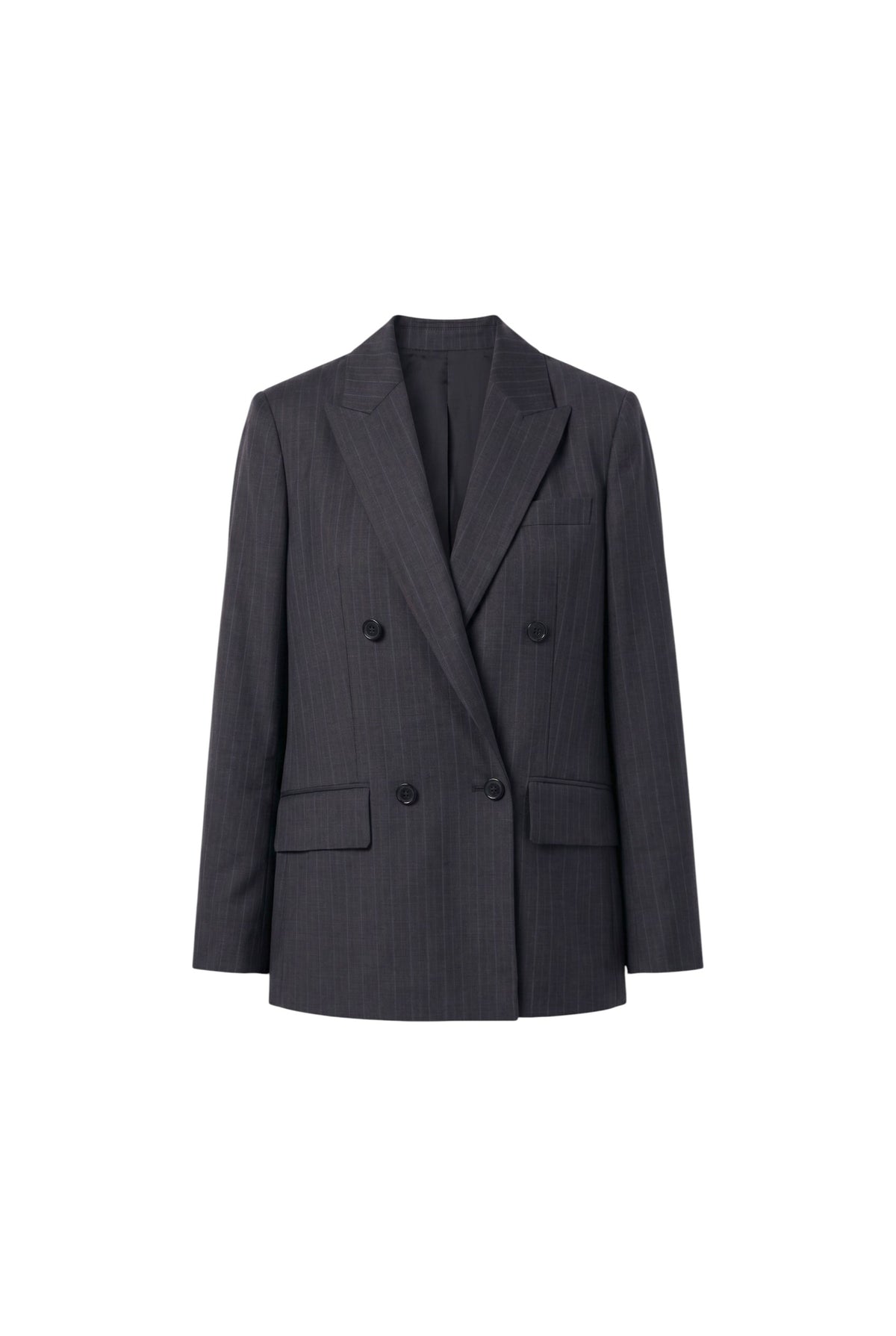 Pinstripe Regular-fit Stretch Wool Blend Blazer