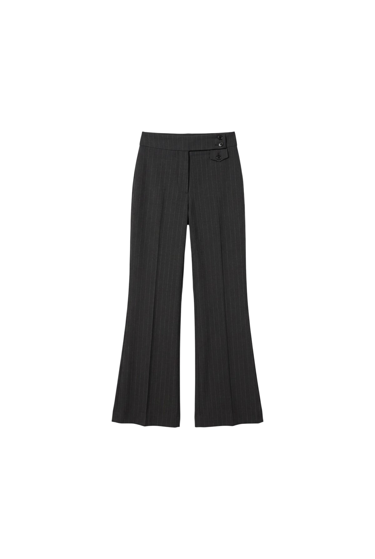 Pinstripe Wide-Leg Stretch Wool Blend Trousers