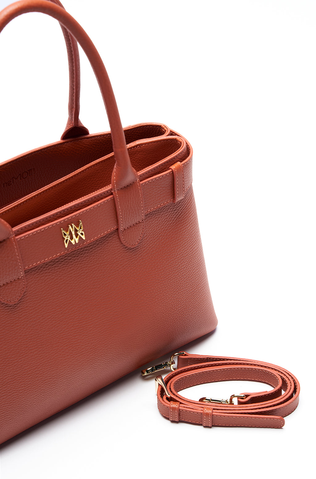 Tote bag in leather with belt detail