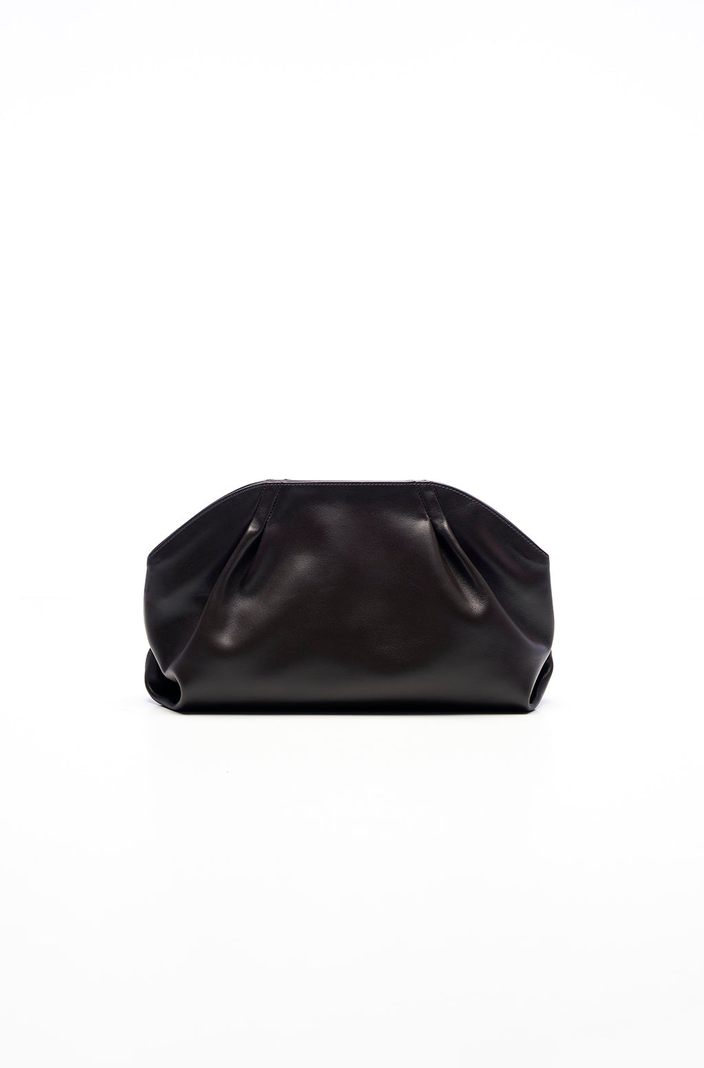Leather Slouchy Clutch With Metallic Monogram