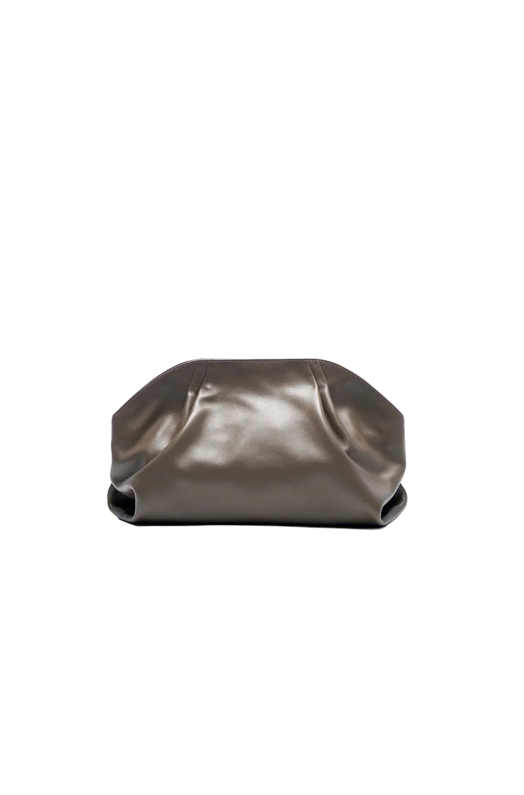 Leather Slouchy Clutch With Metallic Monogram