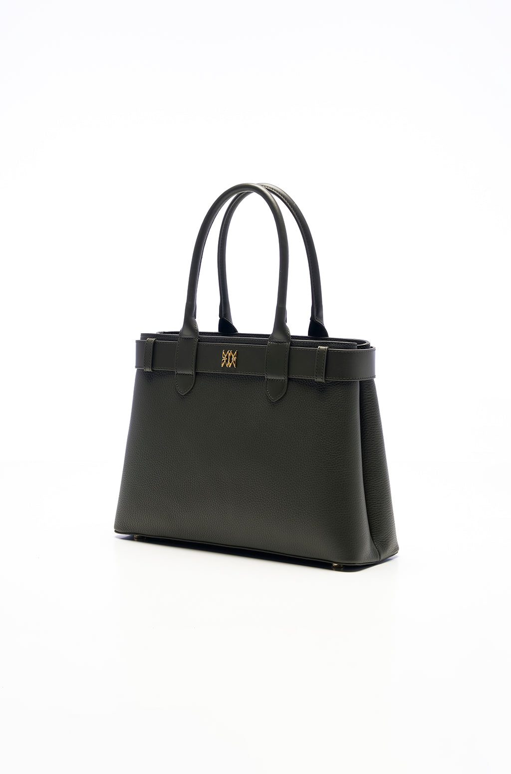 Tote bag in leather with belt detail