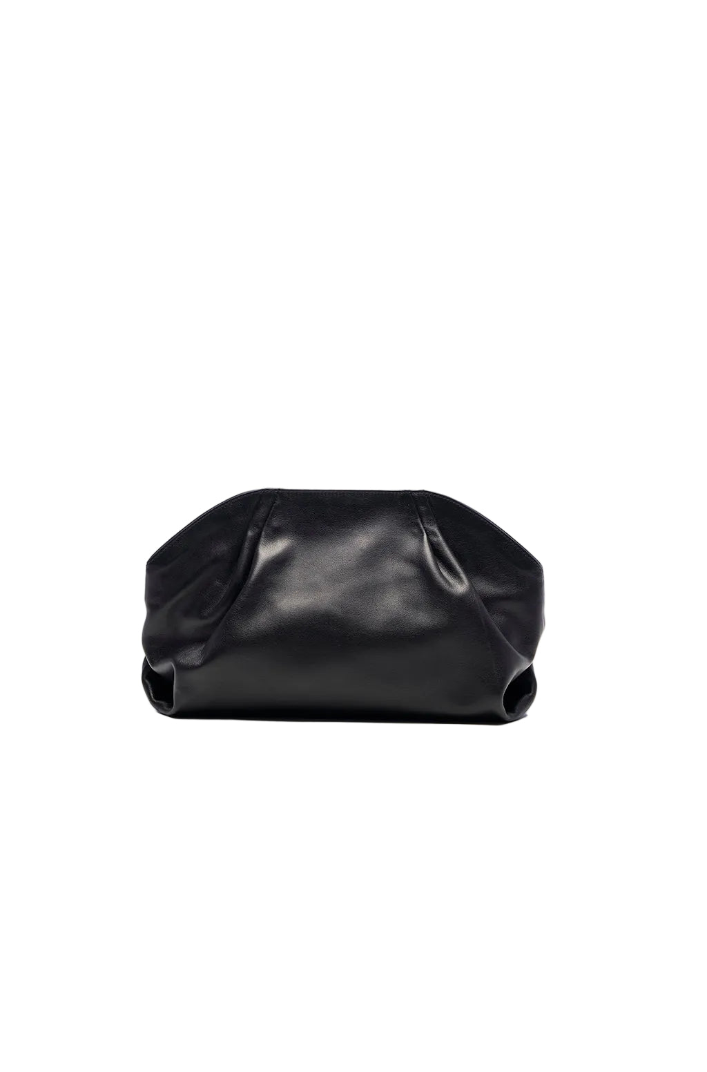 Leather Slouchy Clutch With Metallic Monogram