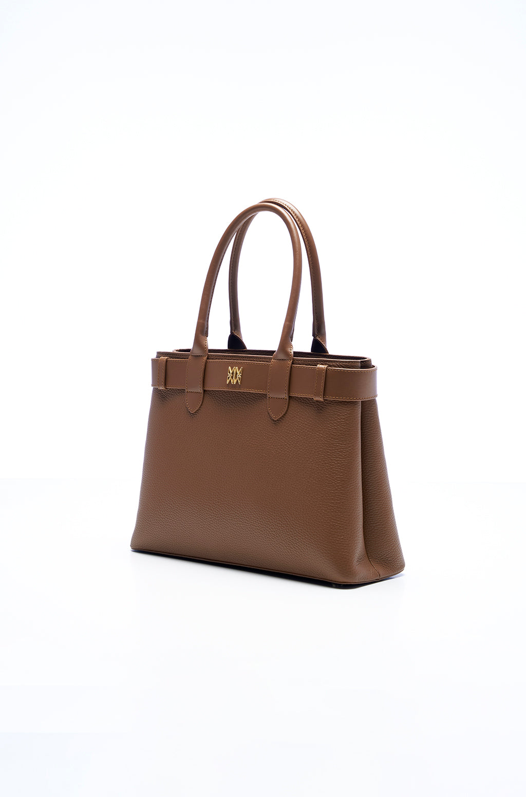 Tote bag in leather with belt detail