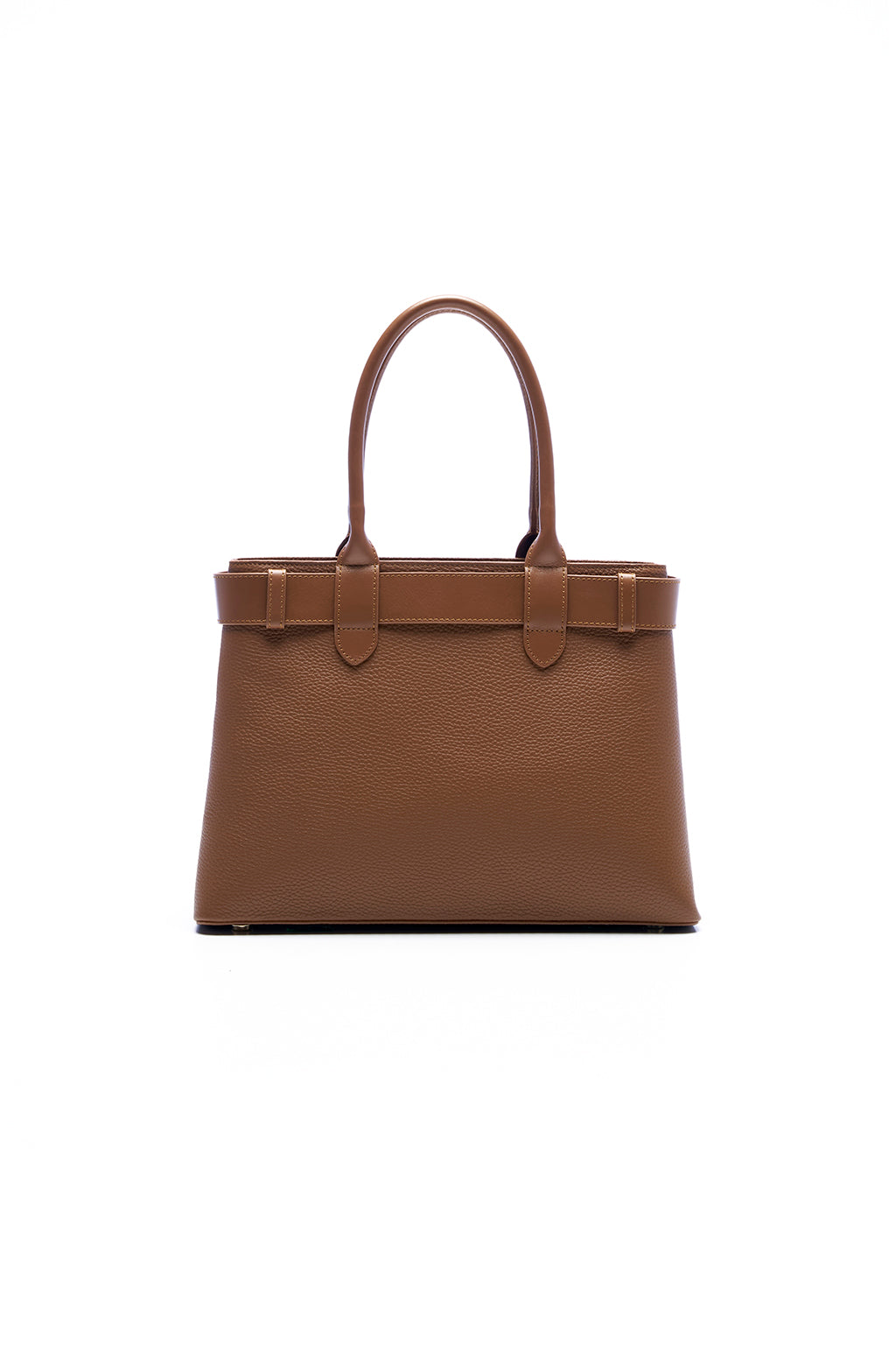Tote bag in leather with belt detail