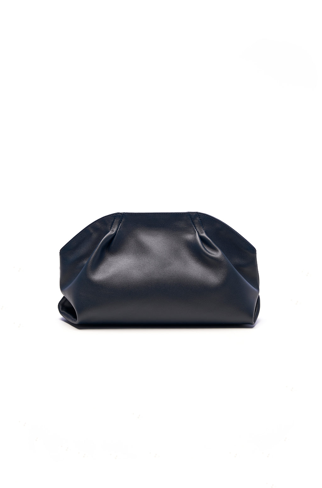 Leather Slouchy Clutch With Metallic Monogram