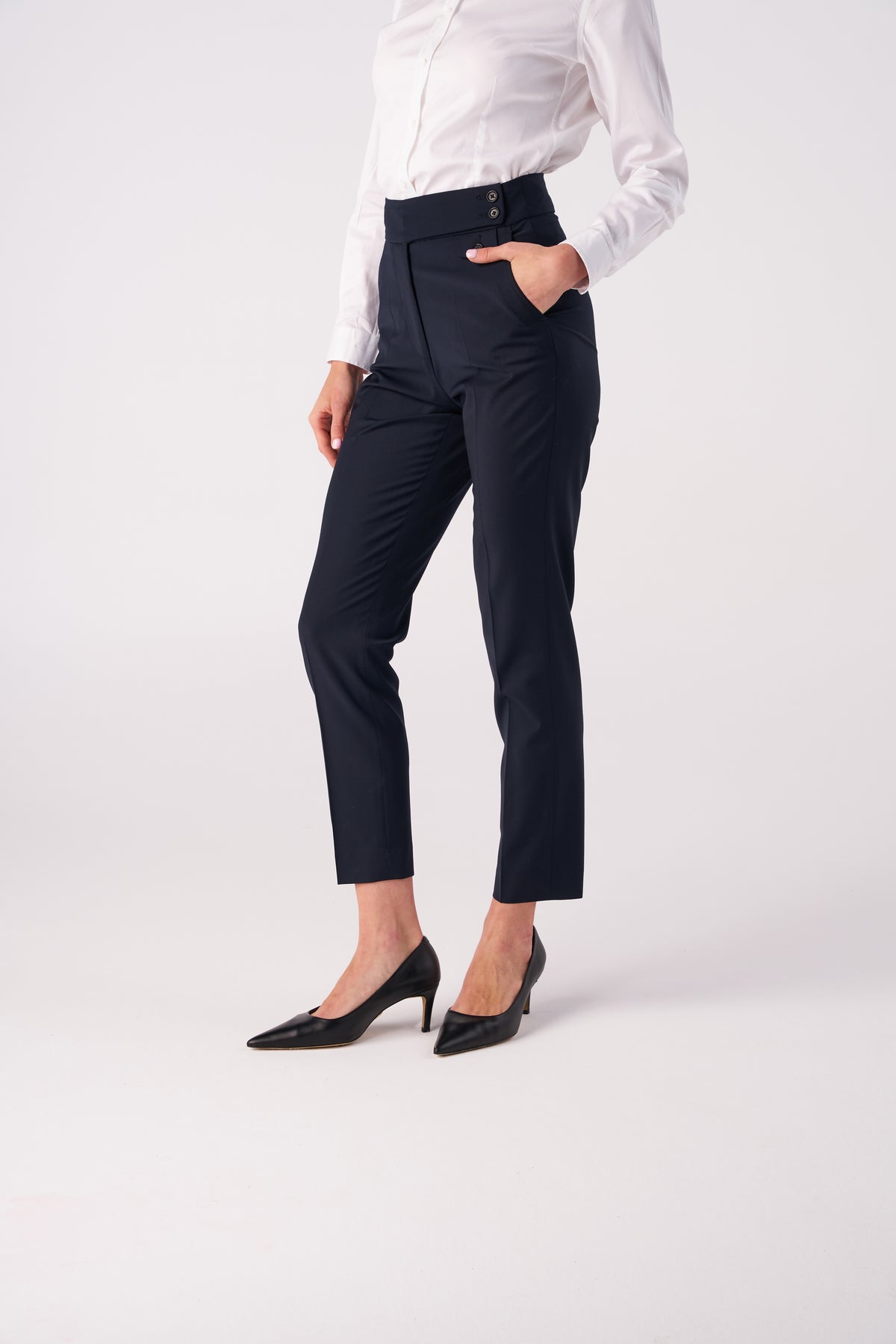 Tailored Straight Stretch wool blend Trousers