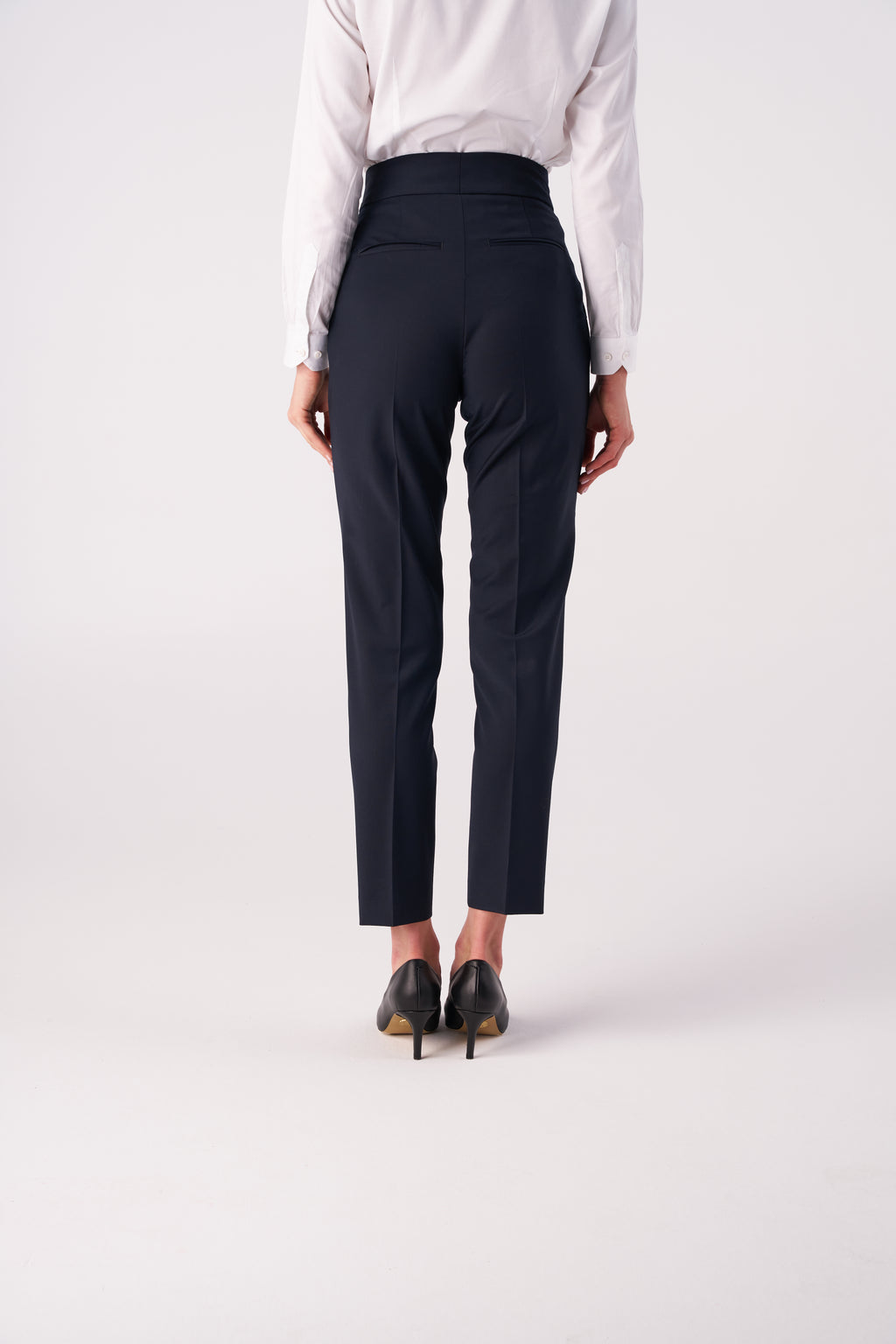 Tailored Straight Stretch wool blend Trousers