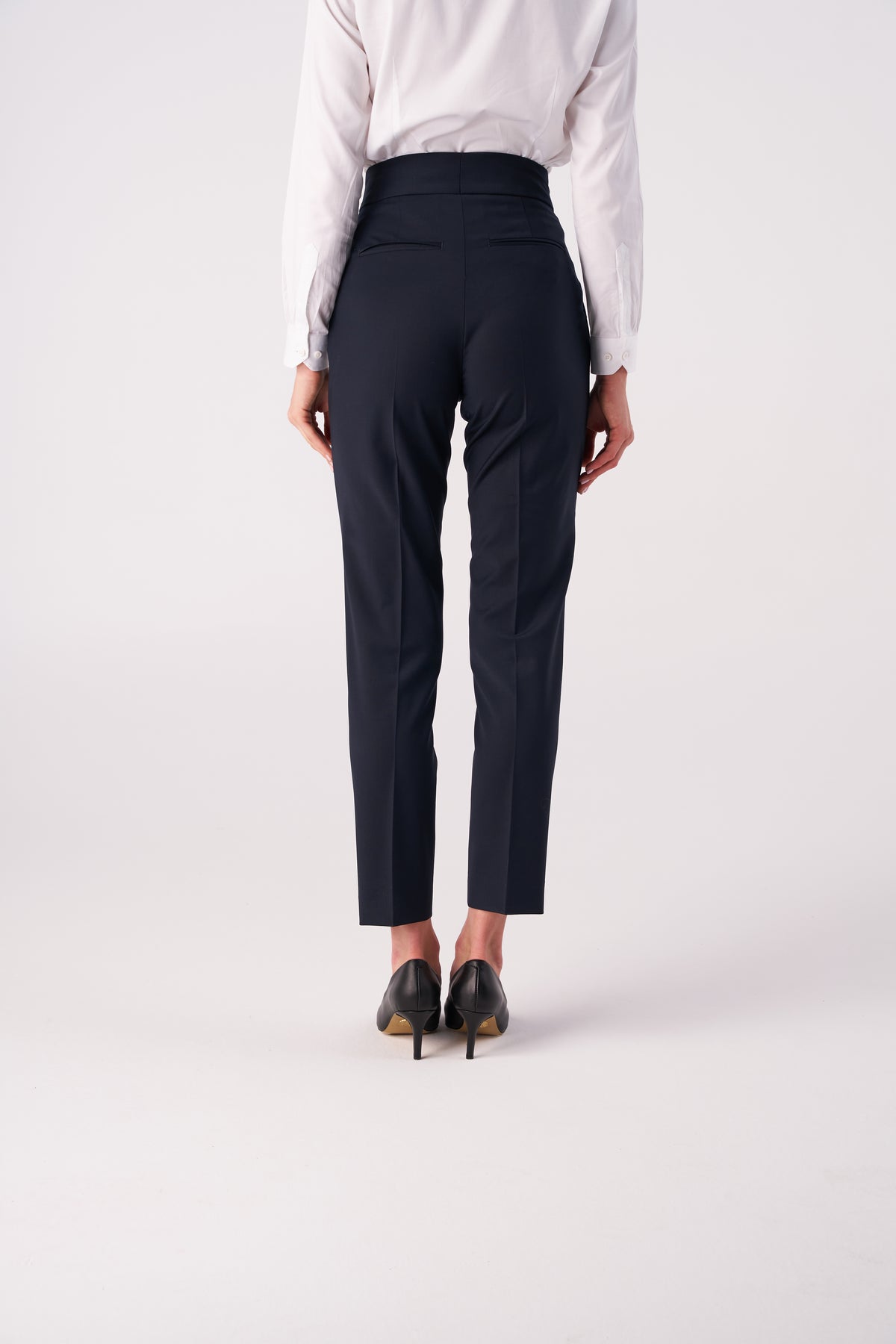 Tailored Straight Stretch wool blend Trousers