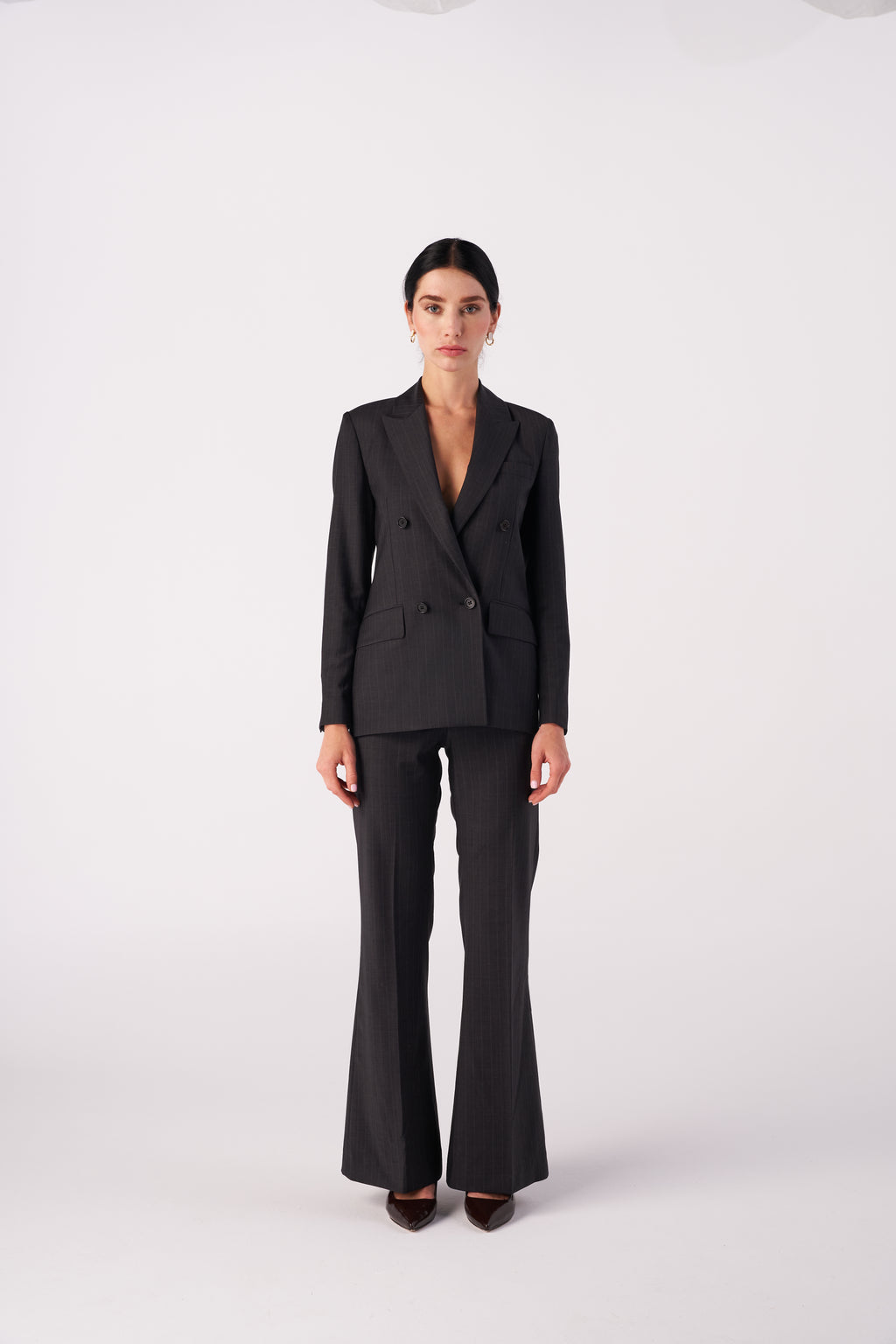 Pinstripe Regular-fit Stretch Wool Blend Blazer