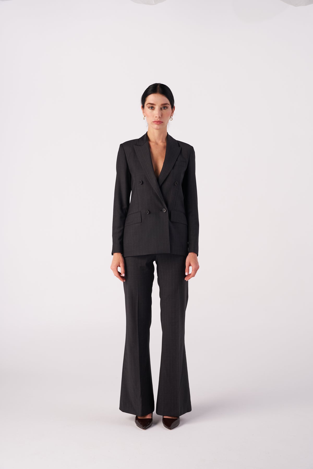 Pinstripe Regular-fit Stretch Wool Blend Blazer