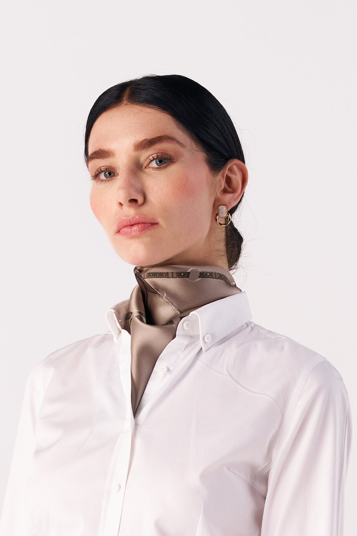 Silk Mini Scarf with Equestrian Link print
