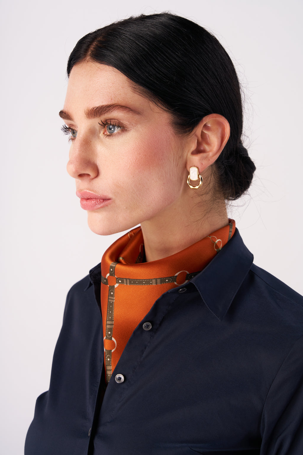 Silk Mini Scarf with Equestrian Link print