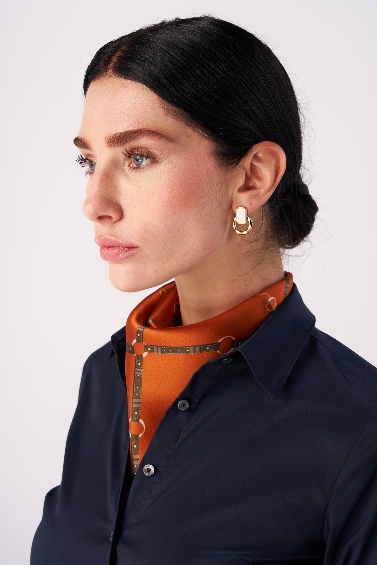 Silk Mini Scarf with Equestrian Link print