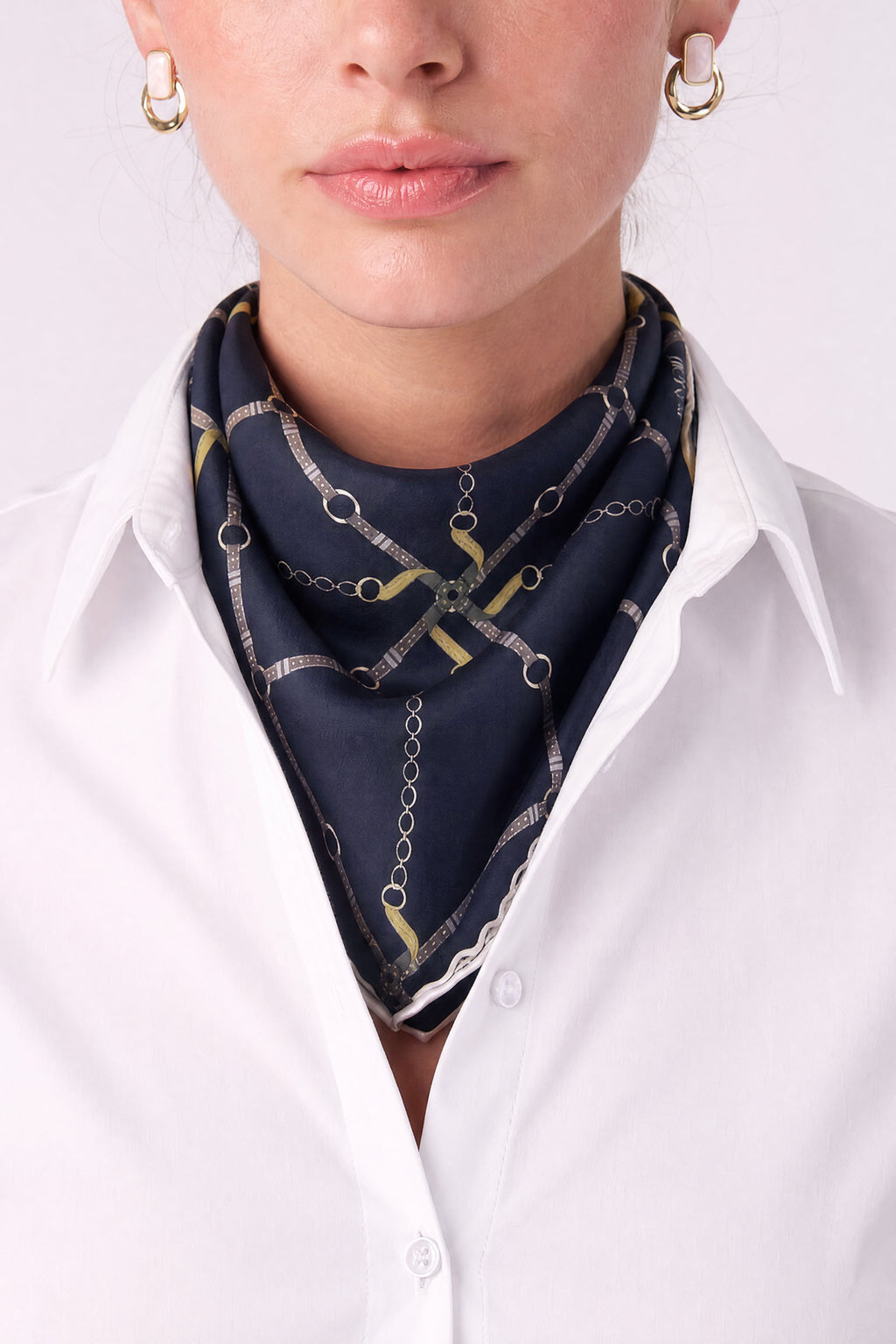 Silk Mini Scarf with Equestrian Link print
