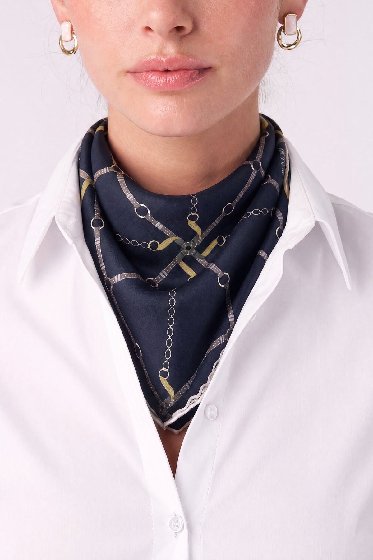 Silk Mini Scarf with Equestrian Link print
