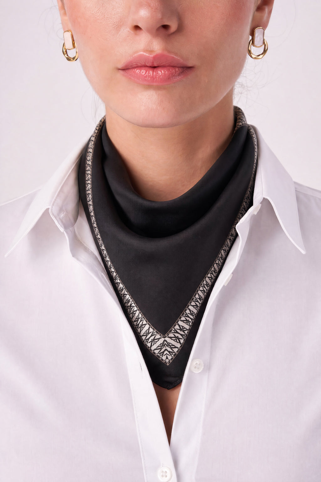 Silk Mini Scarf with Monogram Border print