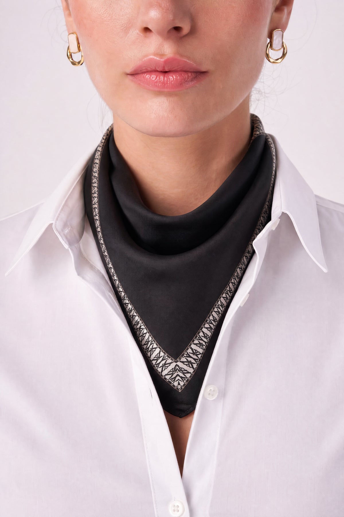 Silk Mini Scarf with Monogram Border print